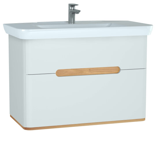 VitrA Sento Çift Çekmeceli Lavabo Dolabı, Ayaksız, 100 Cm, Mat Beyaz,60826
