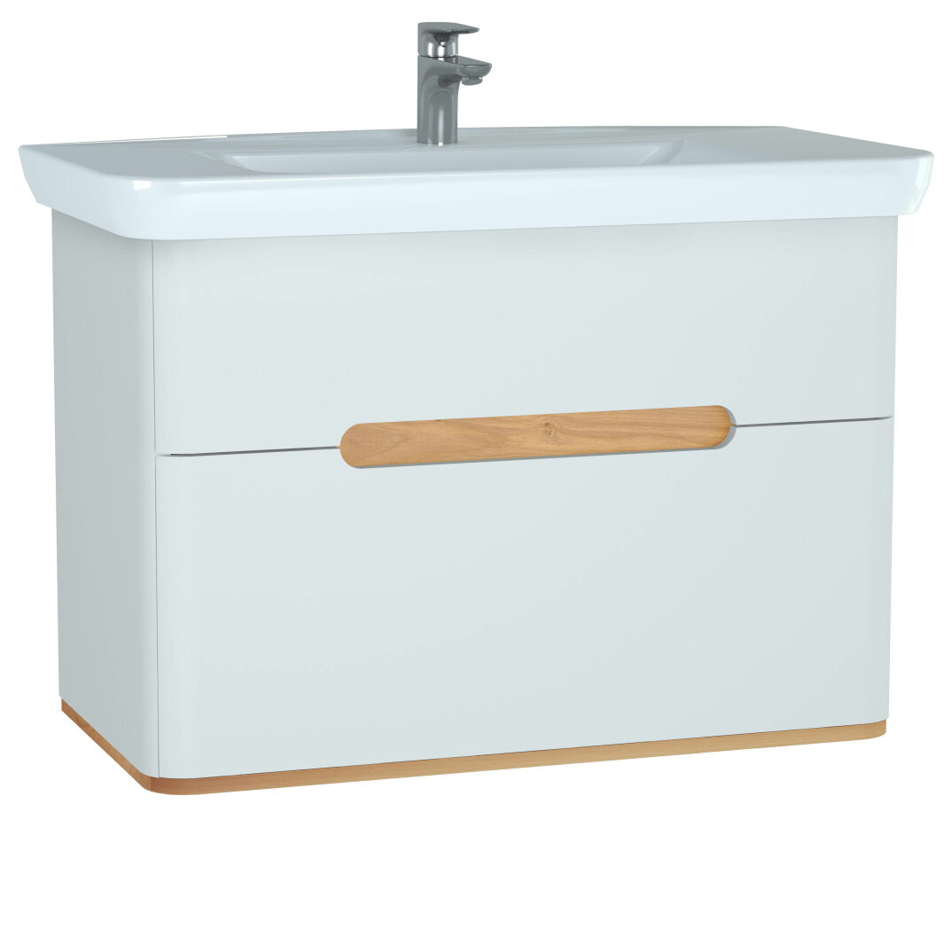 VitrA Sento Çift Çekmeceli Lavabo Dolabı, Ayaksız, 100 Cm, Mat Beyaz,60826 - 1