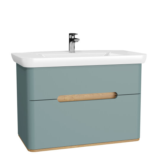 VitrA Sento Çift Çekmeceli Lavabo Dolabı, Ayaksız, 100 Cm, Mat Fiyord Yeşili,65878 - 7