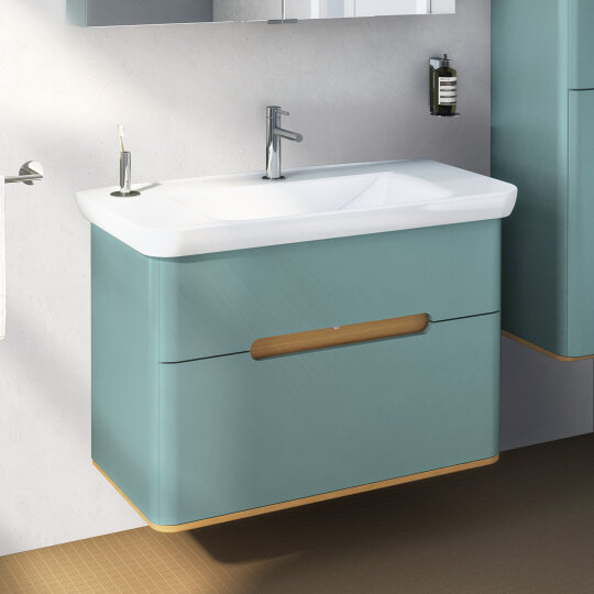 VitrA Sento Çift Çekmeceli Lavabo Dolabı, Ayaksız, 100 Cm, Mat Fiyord Yeşili,65878 - 11