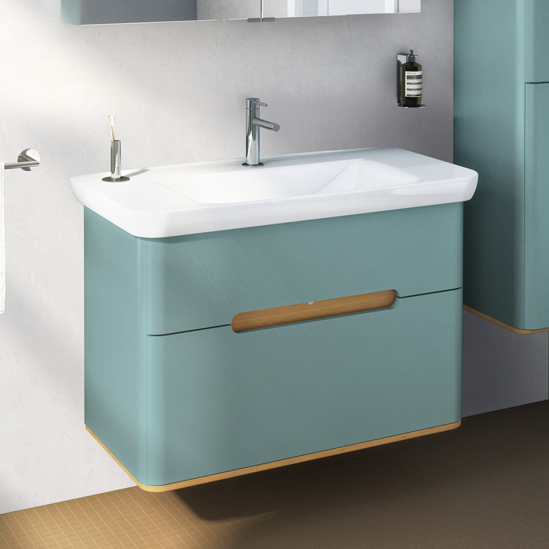 VitrA Sento Çift Çekmeceli Lavabo Dolabı, Ayaksız, 100 Cm, Mat Fiyord Yeşili,65878 - 11