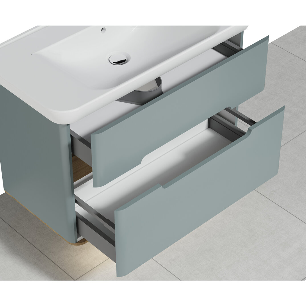 VitrA Sento Çift Çekmeceli Lavabo Dolabı, Ayaksız, 100 Cm, Mat Fiyord Yeşili,65878 - 13