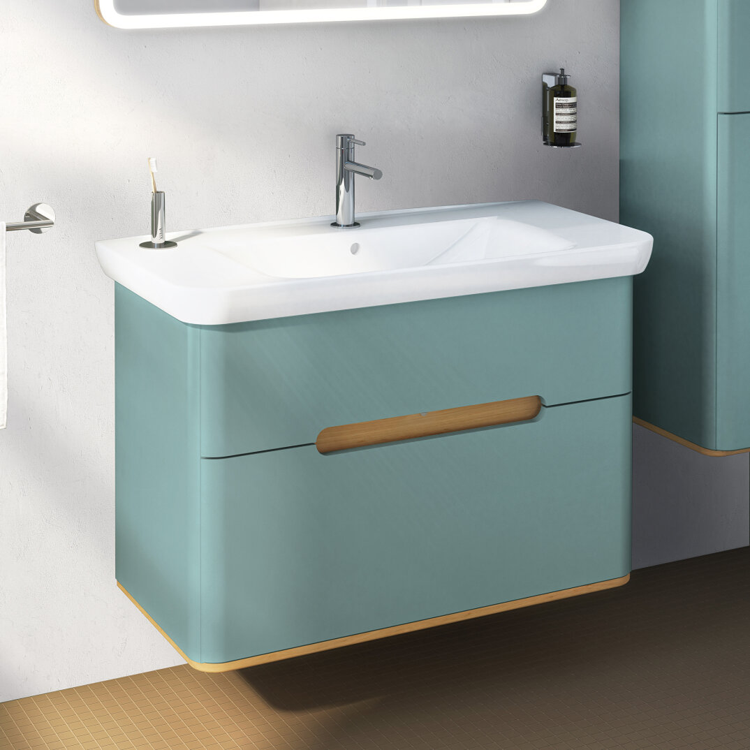 VitrA Sento Çift Çekmeceli Lavabo Dolabı, Ayaksız, 100 Cm, Mat Fiyord Yeşili,65878 - 15