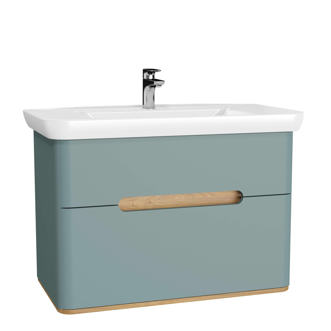 VitrA Sento Çift Çekmeceli Lavabo Dolabı, Ayaksız, 100 Cm, Mat Fiyord Yeşili,65878 - 1