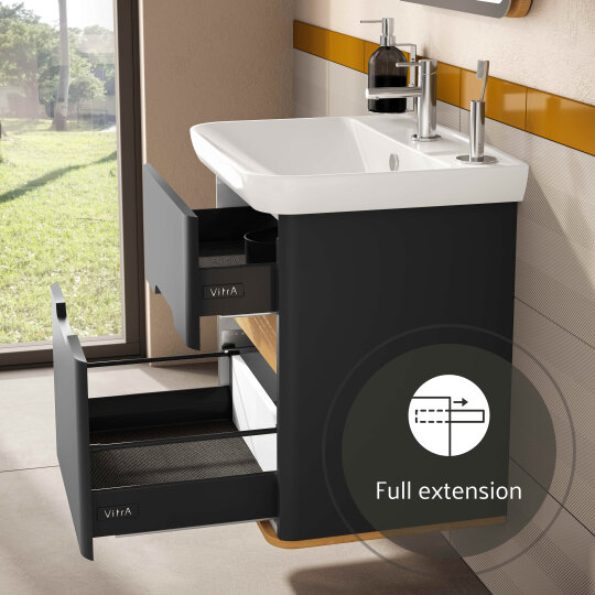 VitrA Sento Çift Çekmeceli Lavabo Dolabı, Ayaksız, 65 Cm, Mat Antrasit,60834 - 5