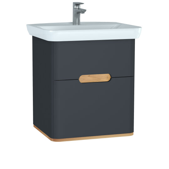 VitrA Sento Çift Çekmeceli Lavabo Dolabı, Ayaksız, 65 Cm, Mat Antrasit,60834 - 7