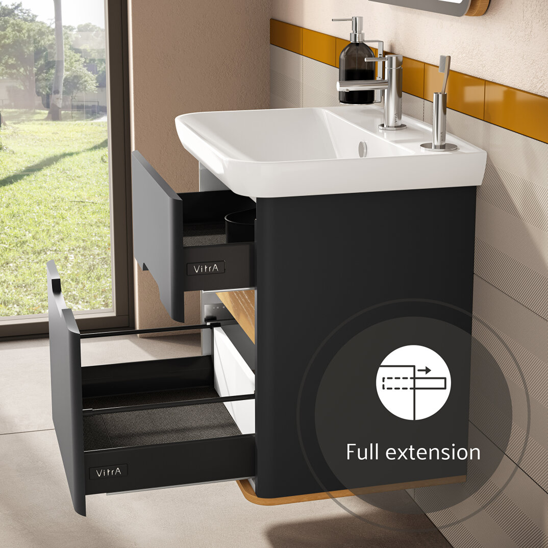 VitrA Sento Çift Çekmeceli Lavabo Dolabı, Ayaksız, 65 Cm, Mat Antrasit,60834 - 11