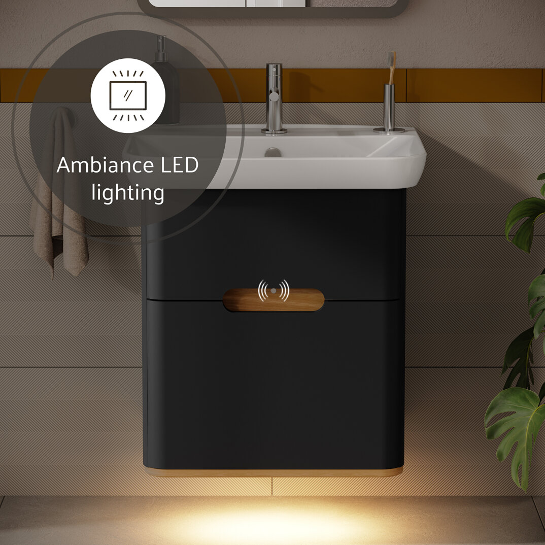 VitrA Sento Çift Çekmeceli Lavabo Dolabı, Ayaksız, 65 Cm, Mat Antrasit,60834 - 12