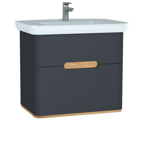 Vitra Sento Çift Çekmeceli Lavabo Dolabı, Ayaksız, 80 Cm, Mat Antrasit 60836 - 3