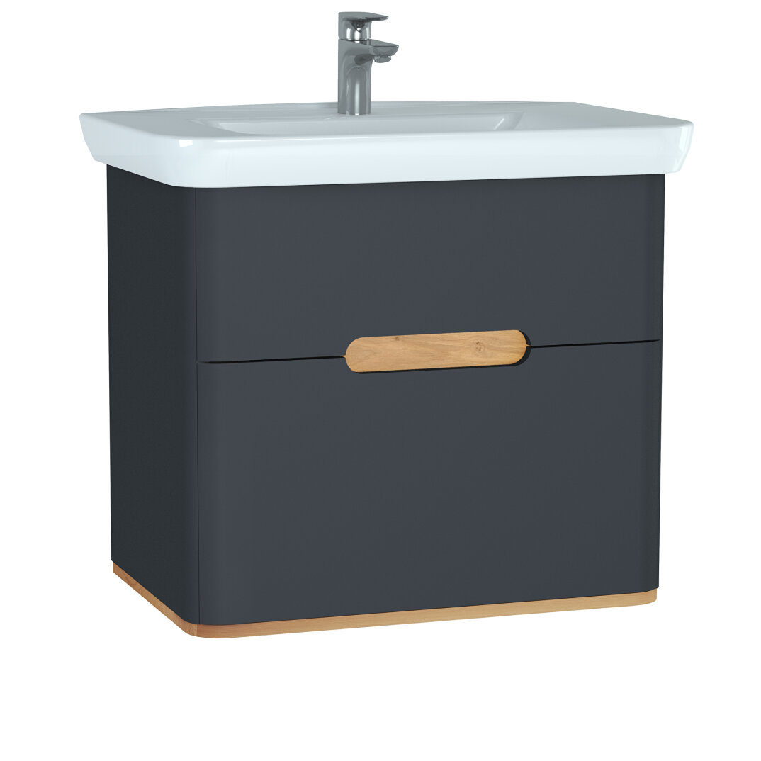 Vitra Sento Çift Çekmeceli Lavabo Dolabı, Ayaksız, 80 Cm, Mat Antrasit 60836 - 3