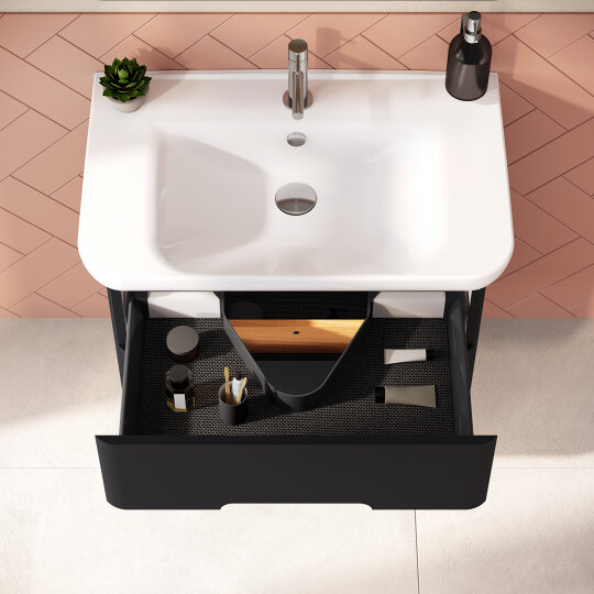 Vitra Sento Çift Çekmeceli Lavabo Dolabı, Ayaksız, 80 Cm, Mat Antrasit 60836 - 9