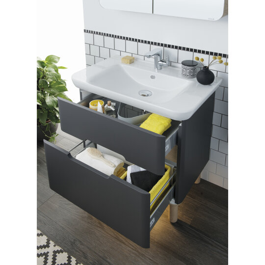 Vitra Sento Çift Çekmeceli Lavabo Dolabı, Ayaksız, 80 Cm, Mat Antrasit 60836 - 10