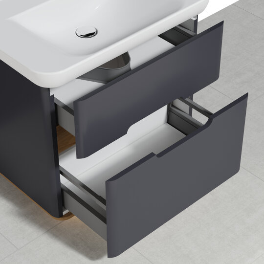 Vitra Sento Çift Çekmeceli Lavabo Dolabı, Ayaksız, 80 Cm, Mat Antrasit 60836 - 13