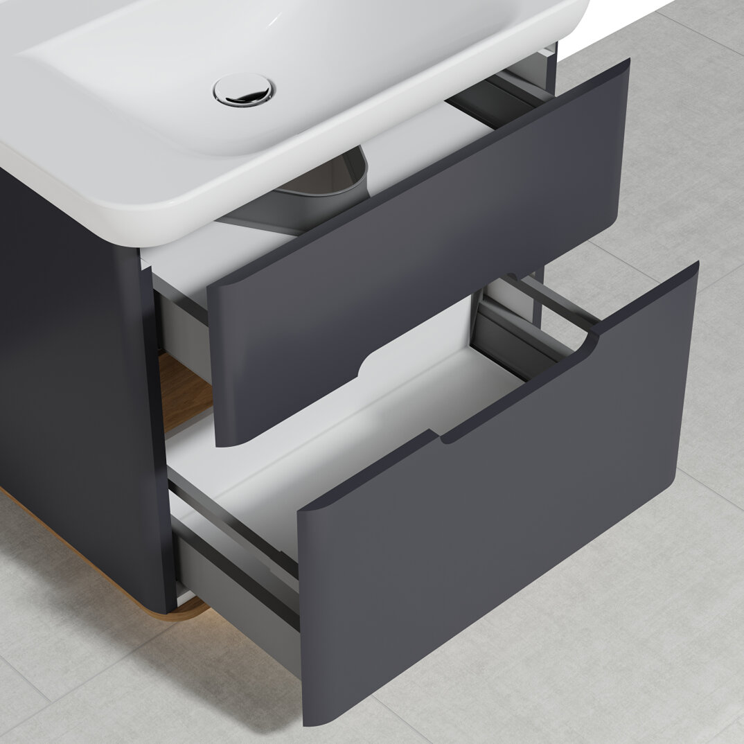 Vitra Sento Çift Çekmeceli Lavabo Dolabı, Ayaksız, 80 Cm, Mat Antrasit 60836 - 13