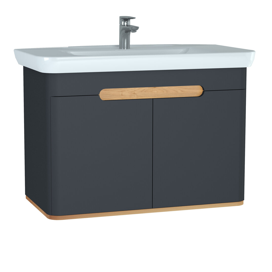 Vitra Sento Kapaklı Lavabo Dolabı, Ayaksız, 100 Cm, Mat Antrasit 60811 - 3