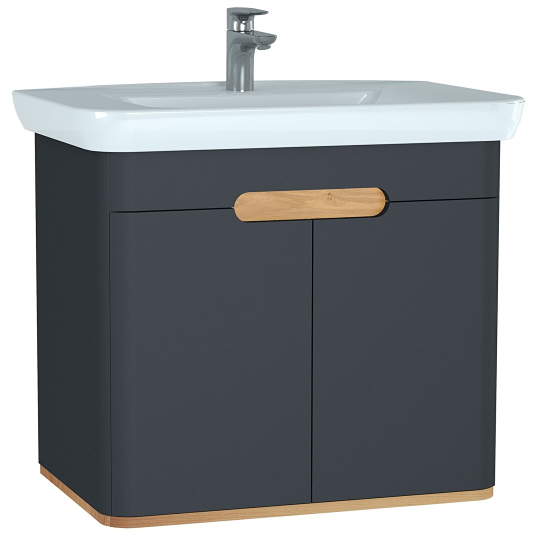 Vitra Sento Kapaklı Lavabo Dolabı, Ayaksız, 80 Cm, Mat Antrasit 60809 - 5
