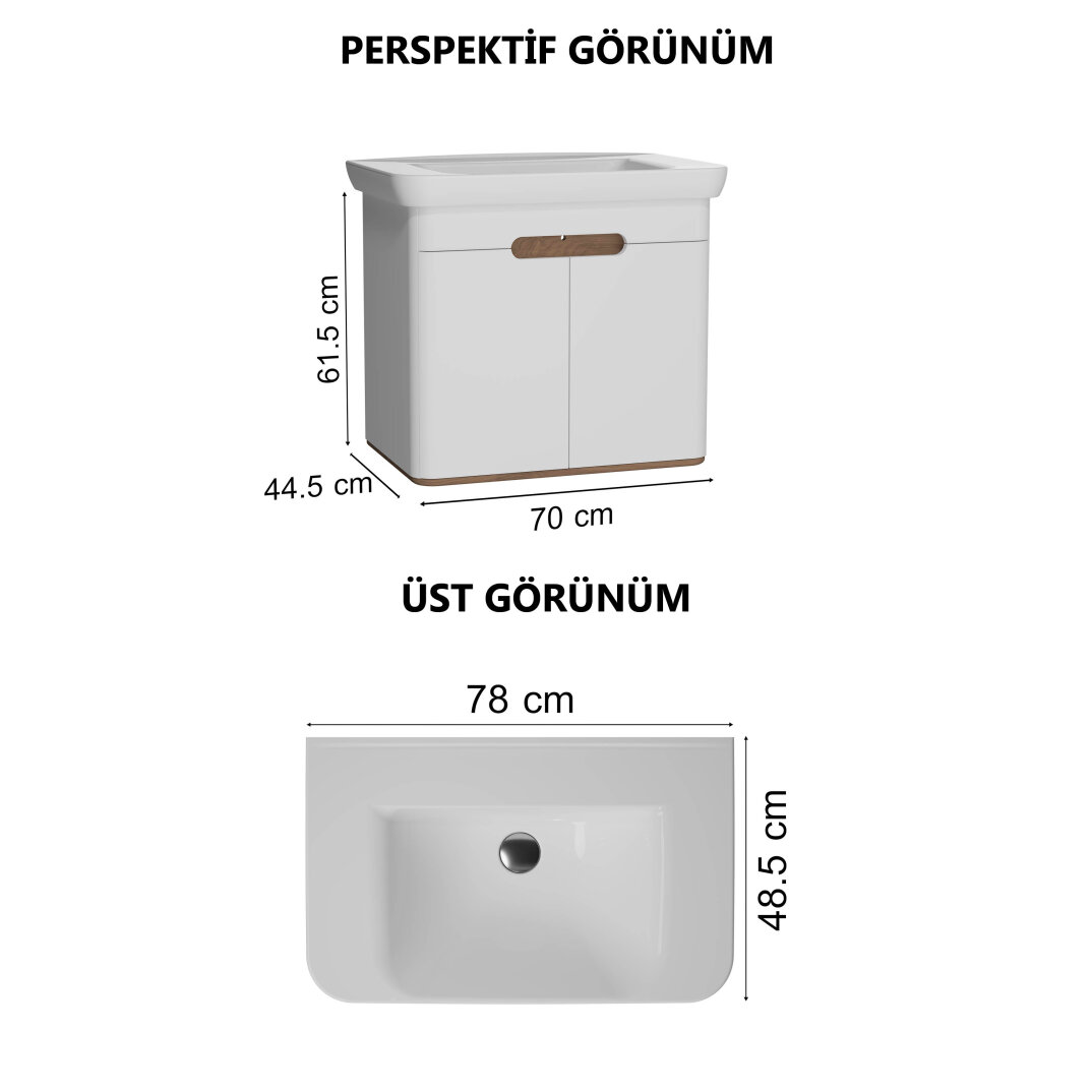 Vitra Sento Kapaklı Lavabo Dolabı, Ayaksız, 80 Cm, Mat Beyaz 60785 - 4