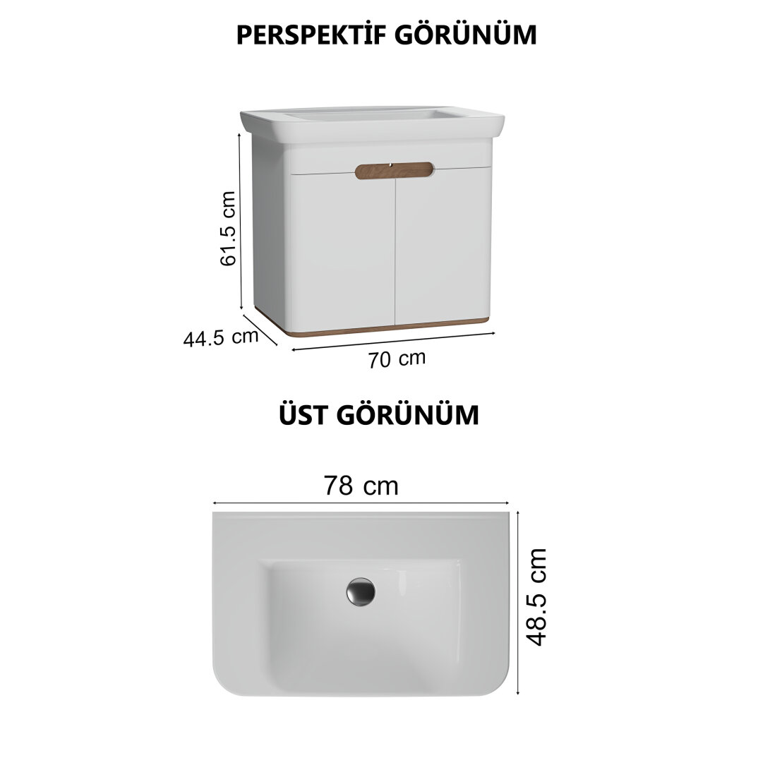 Vitra Sento Kapaklı Lavabo Dolabı, Ayaksız, 80 Cm, Mat Beyaz 60785 - 10