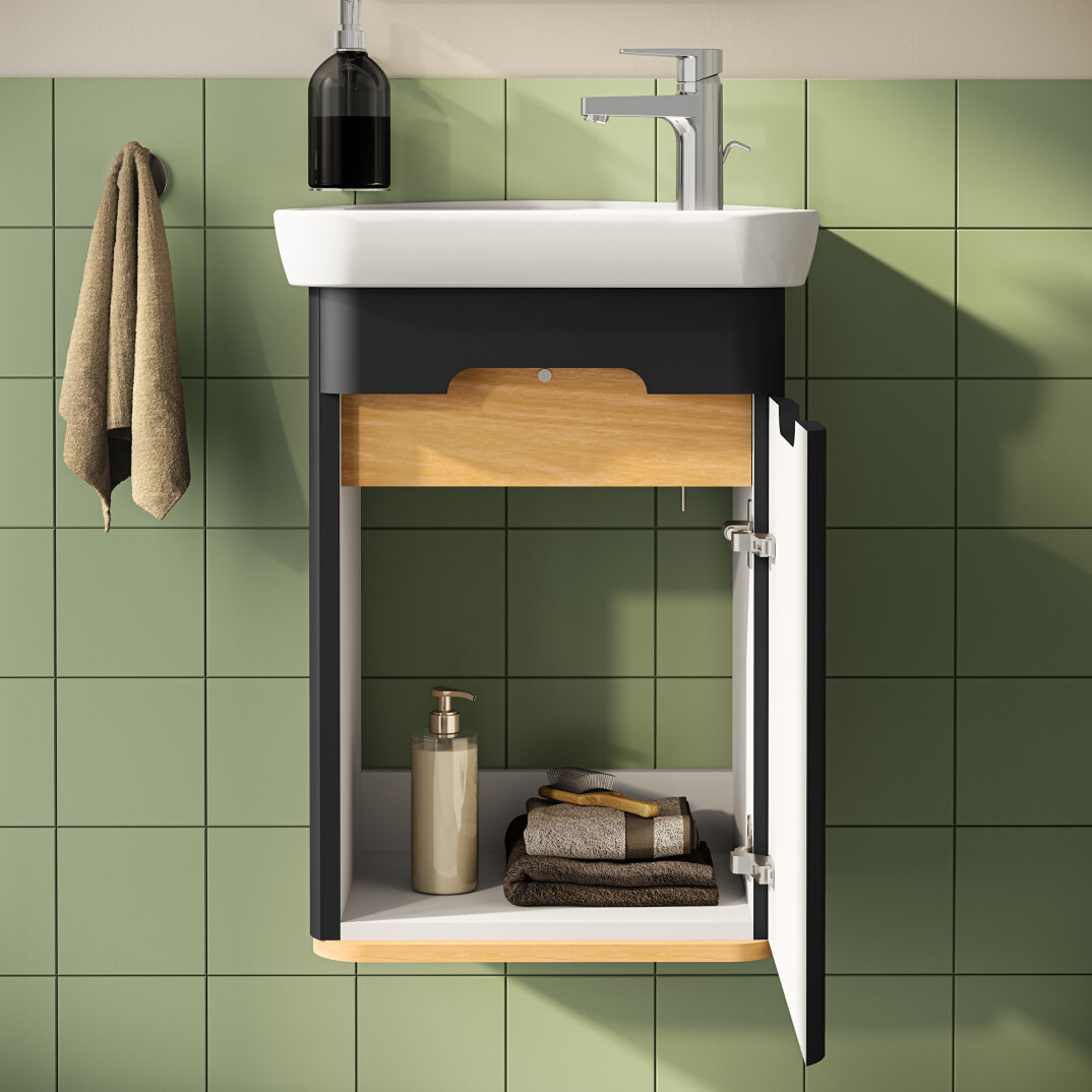 VitrA Sento Lavabo Dolabı, 50 cm, Kapaklı, Mat Antrasit, Sağ,60801 - 4