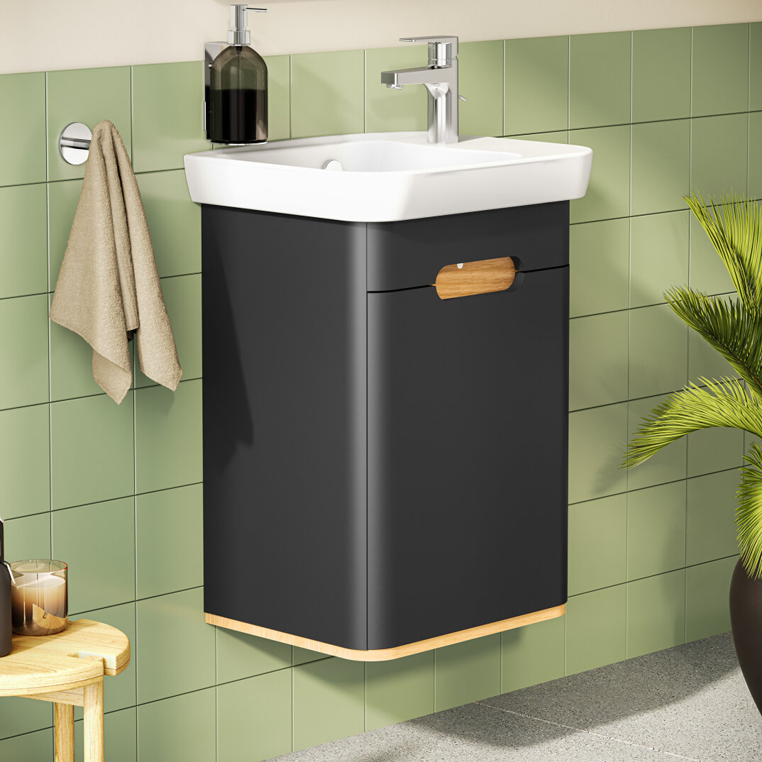 VitrA Sento Lavabo Dolabı, 50 cm, Kapaklı, Mat Antrasit, Sağ,60801 - 8