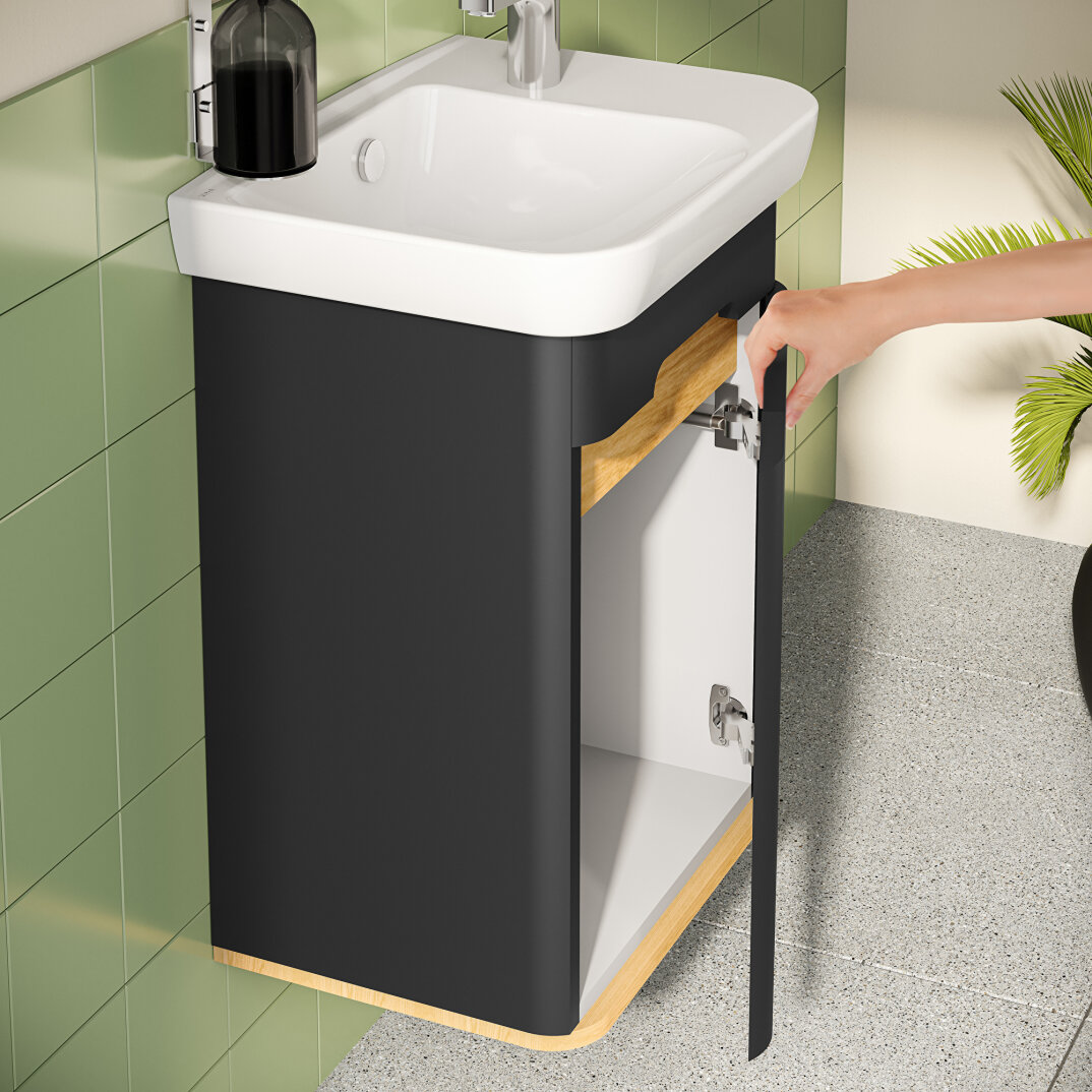 VitrA Sento Lavabo Dolabı, 50 cm, Kapaklı, Mat Antrasit, Sağ,60801 - 9