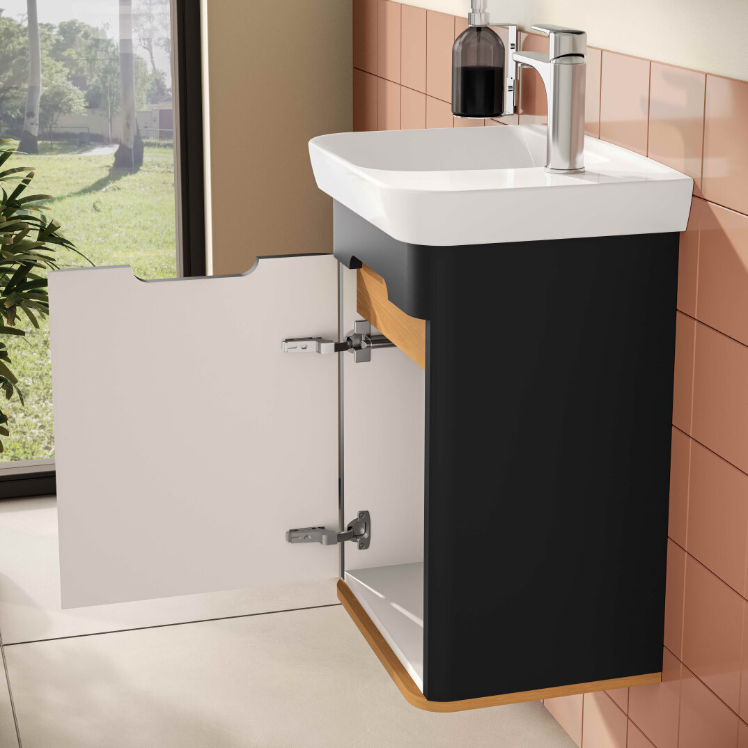 VitrA Sento Lavabo Dolabı, 50 cm, Kapaklı, Mat Antrasit, Sol,60803 - 3