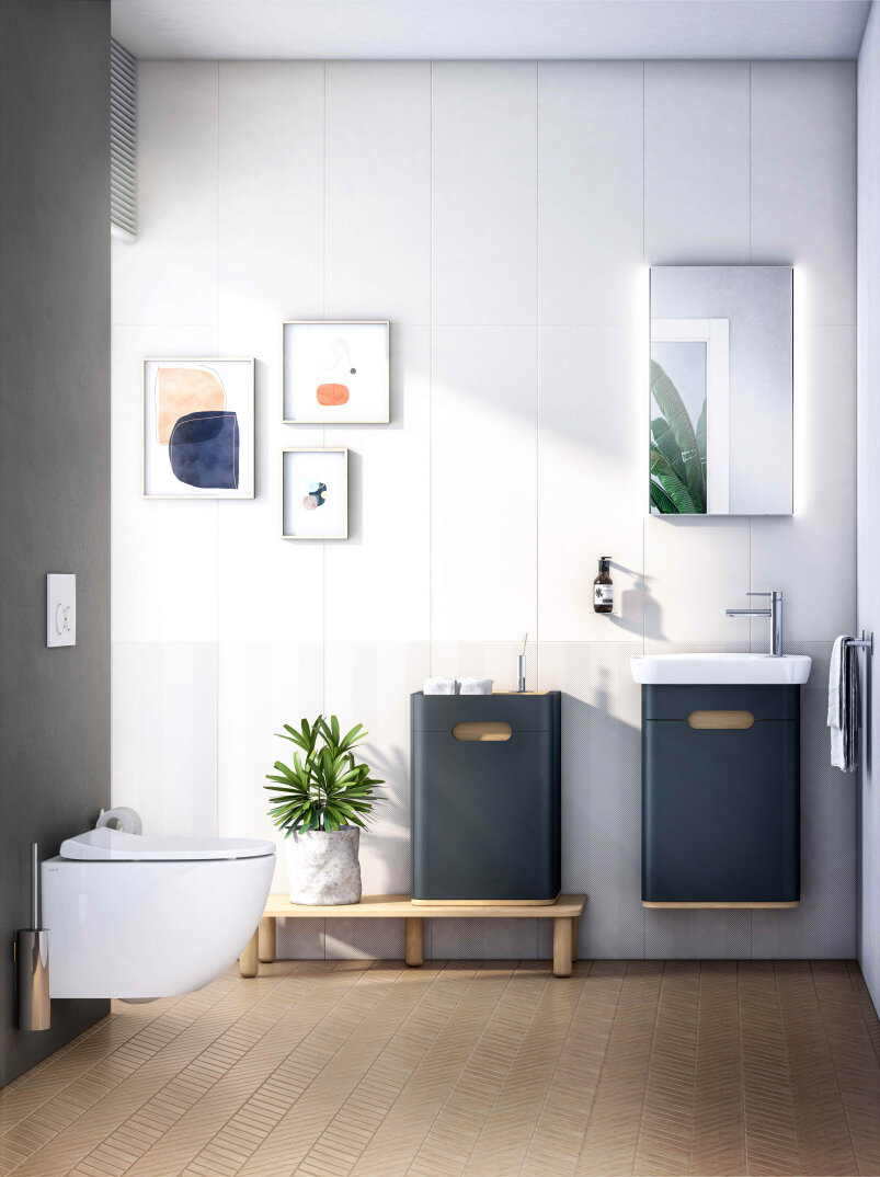VitrA Sento Lavabo Dolabı, 50 cm, Kapaklı, Mat Antrasit, Sol,60803 - 6