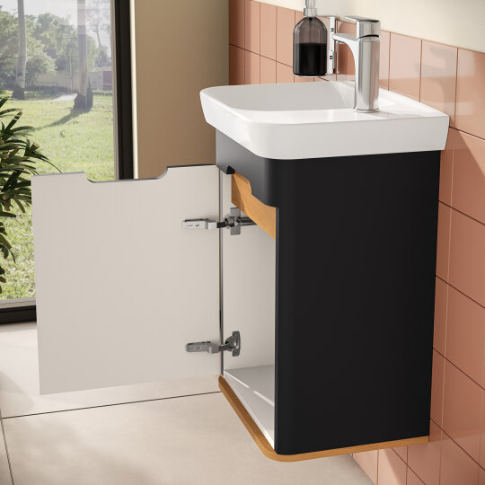 VitrA Sento Lavabo Dolabı, 50 cm, Kapaklı, Mat Antrasit, Sol,60803 - 9