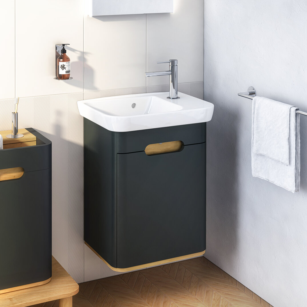 VitrA Sento Lavabo Dolabı, 50 cm, Kapaklı, Mat Antrasit, Sol,60803 - 10
