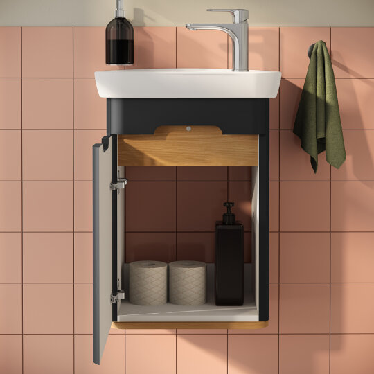 VitrA Sento Lavabo Dolabı, 50 cm, Kapaklı, Mat Antrasit, Sol,60803 - 13