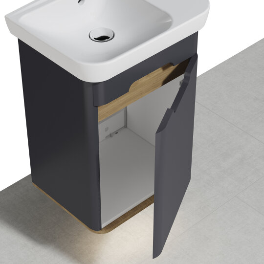 VitrA Sento Lavabo Dolabı, 50 cm, Kapaklı, Mat Antrasit, Sol,60803 - 16
