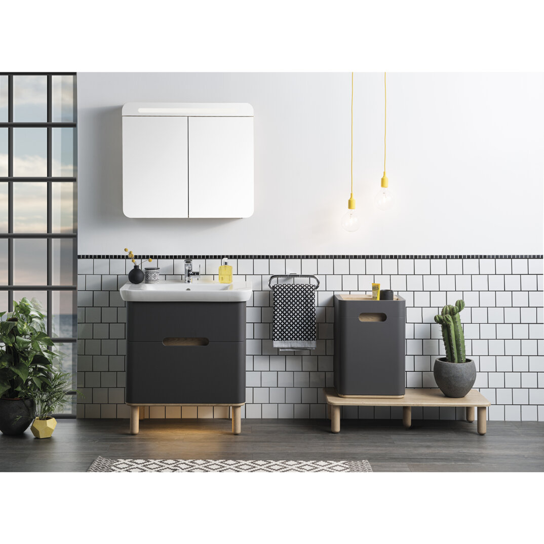 VitrA Sento Led Aydınlatmalı Dolaplı Ayna, 80 cm, Açık Meşe, 60896 - 8