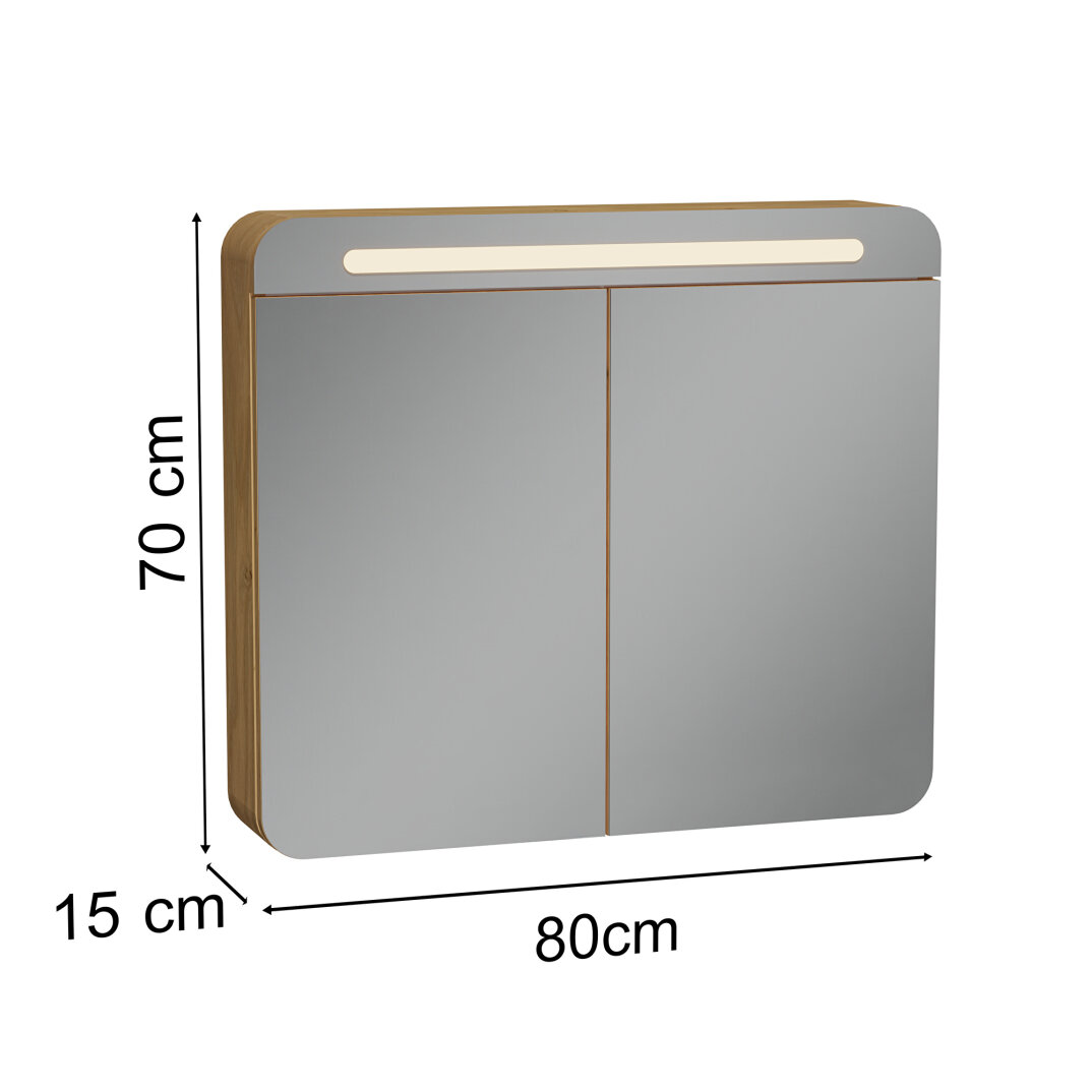VitrA Sento Led Aydınlatmalı Dolaplı Ayna, 80 cm, Açık Meşe, 60896 - 9