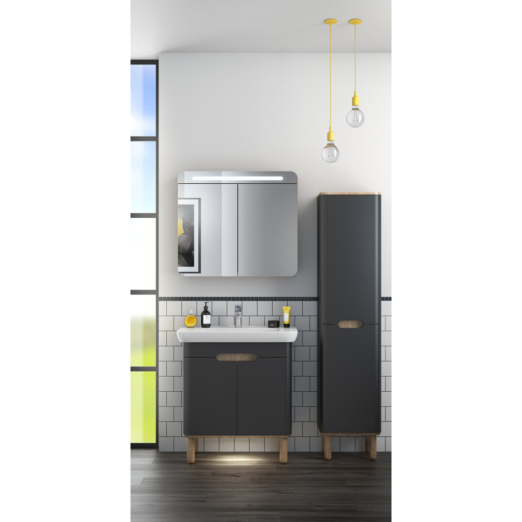VitrA Sento Led Aydınlatmalı Dolaplı Ayna, 80 cm, Mat Antrasit,61680 - 4