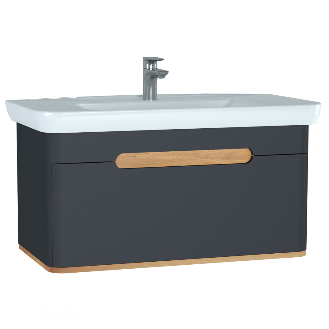 Vitra Sento Tek Çekmeceli Lavabo Dolabı, Ayaksız, 100 Cm, Mat Antrasit 60820 - 3
