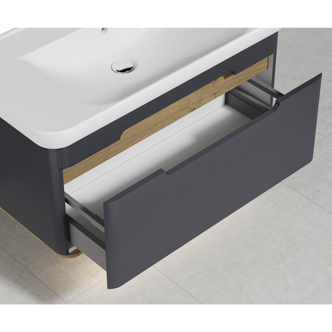 Vitra Sento Tek Çekmeceli Lavabo Dolabı, Ayaksız, 100 Cm, Mat Antrasit 60820 - 9
