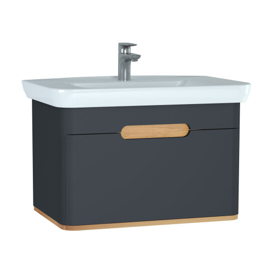 Vitra Sento Tek Çekmeceli Lavabo Dolabı, Ayaksız, 80 Cm, Mat Antrasit 60819 - 8