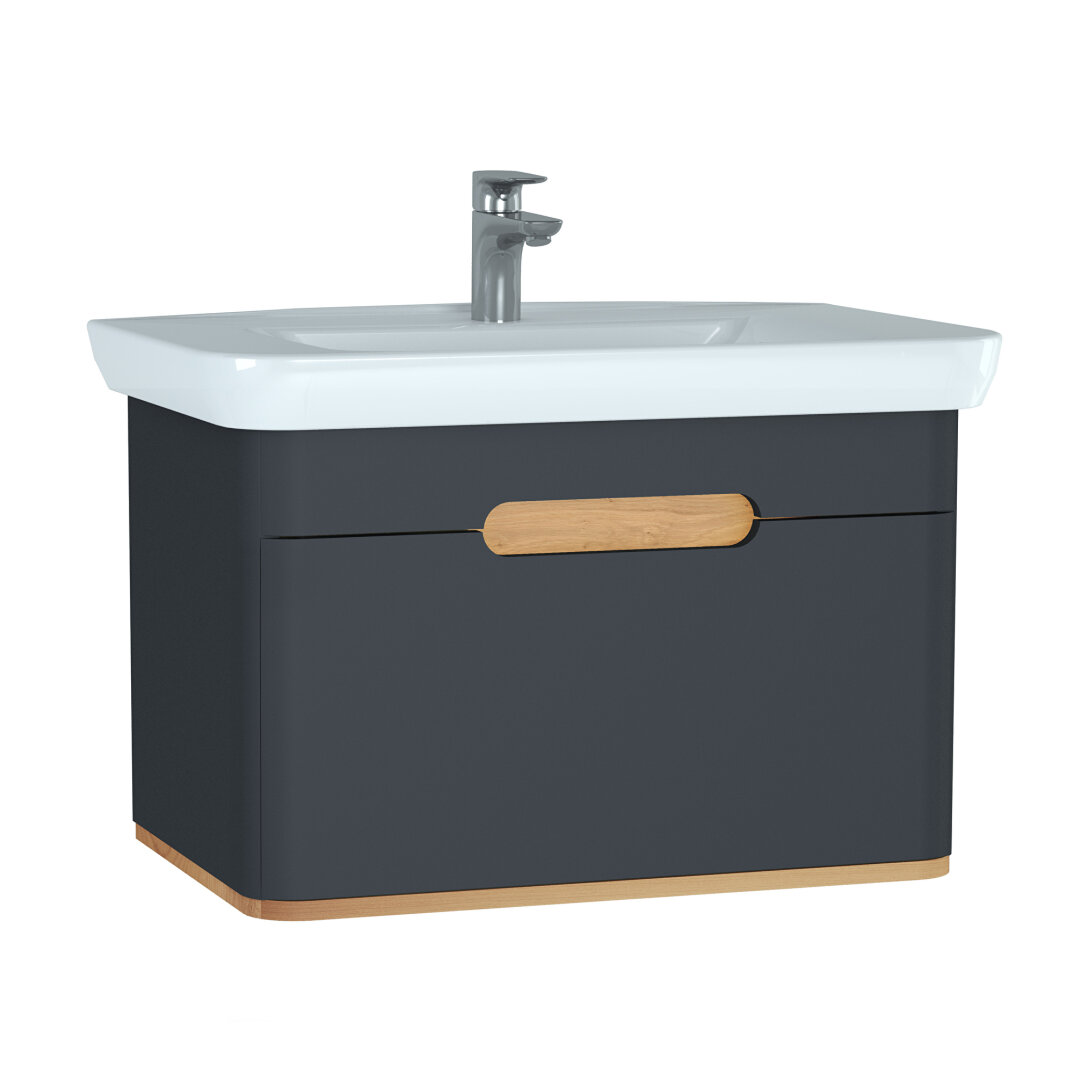 Vitra Sento Tek Çekmeceli Lavabo Dolabı, Ayaksız, 80 Cm, Mat Antrasit 60819 - 8