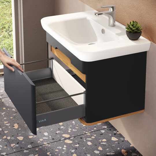 Vitra Sento Tek Çekmeceli Lavabo Dolabı, Ayaksız, 80 Cm, Mat Antrasit 60819 - 15
