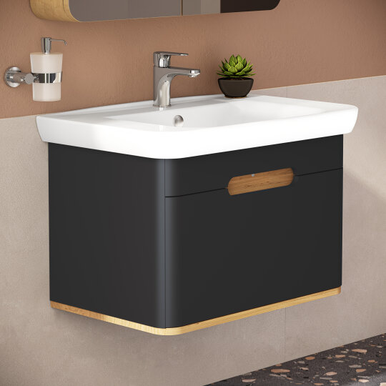 Vitra Sento Tek Çekmeceli Lavabo Dolabı, Ayaksız, 80 Cm, Mat Antrasit 60819 - 17