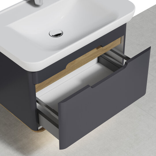 Vitra Sento Tek Çekmeceli Lavabo Dolabı, Ayaksız, 80 Cm, Mat Antrasit 60819 - 19