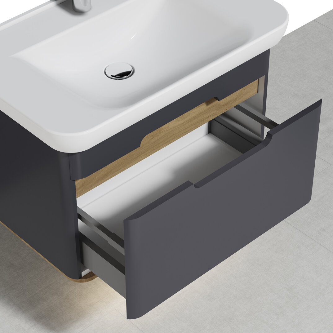Vitra Sento Tek Çekmeceli Lavabo Dolabı, Ayaksız, 80 Cm, Mat Antrasit 60819 - 19