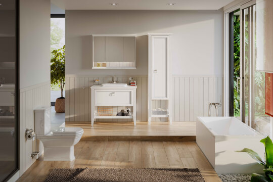 VitrA Valarte Boy Dolabı Krom Kulplu, 55 cm, Mat Beyaz (Sol),62240 - 2