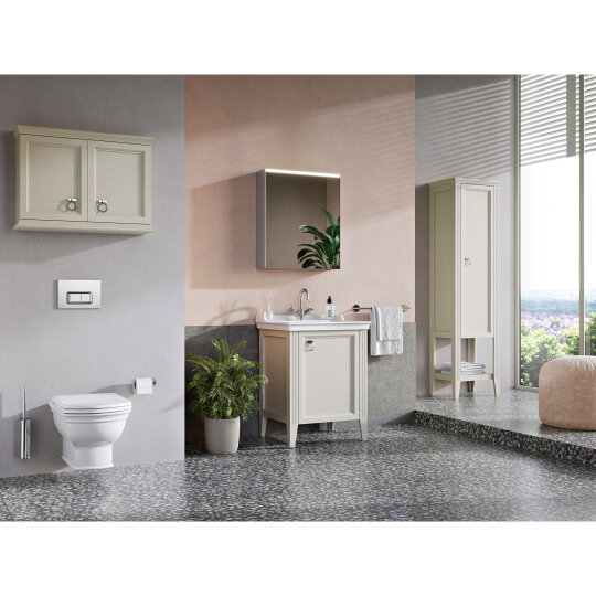 VitrA Valarte Boy Dolabı Krom Kulplu, 55 cm, Mat Fildişi (Sağ),62245 - 6