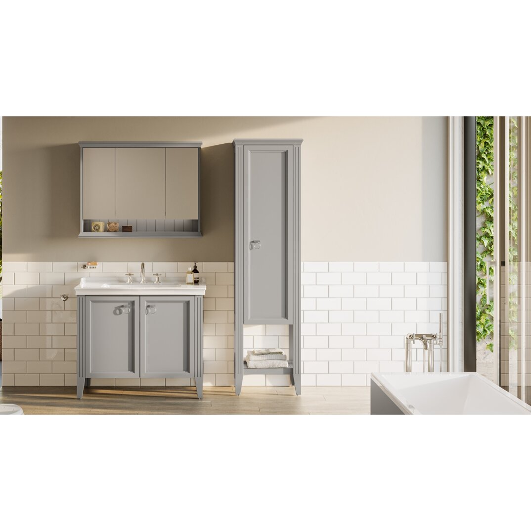 Vitra Valarte Boy Dolabı Krom Kulplu, 55 cm, Mat Gri (Sol) 62241 - 8