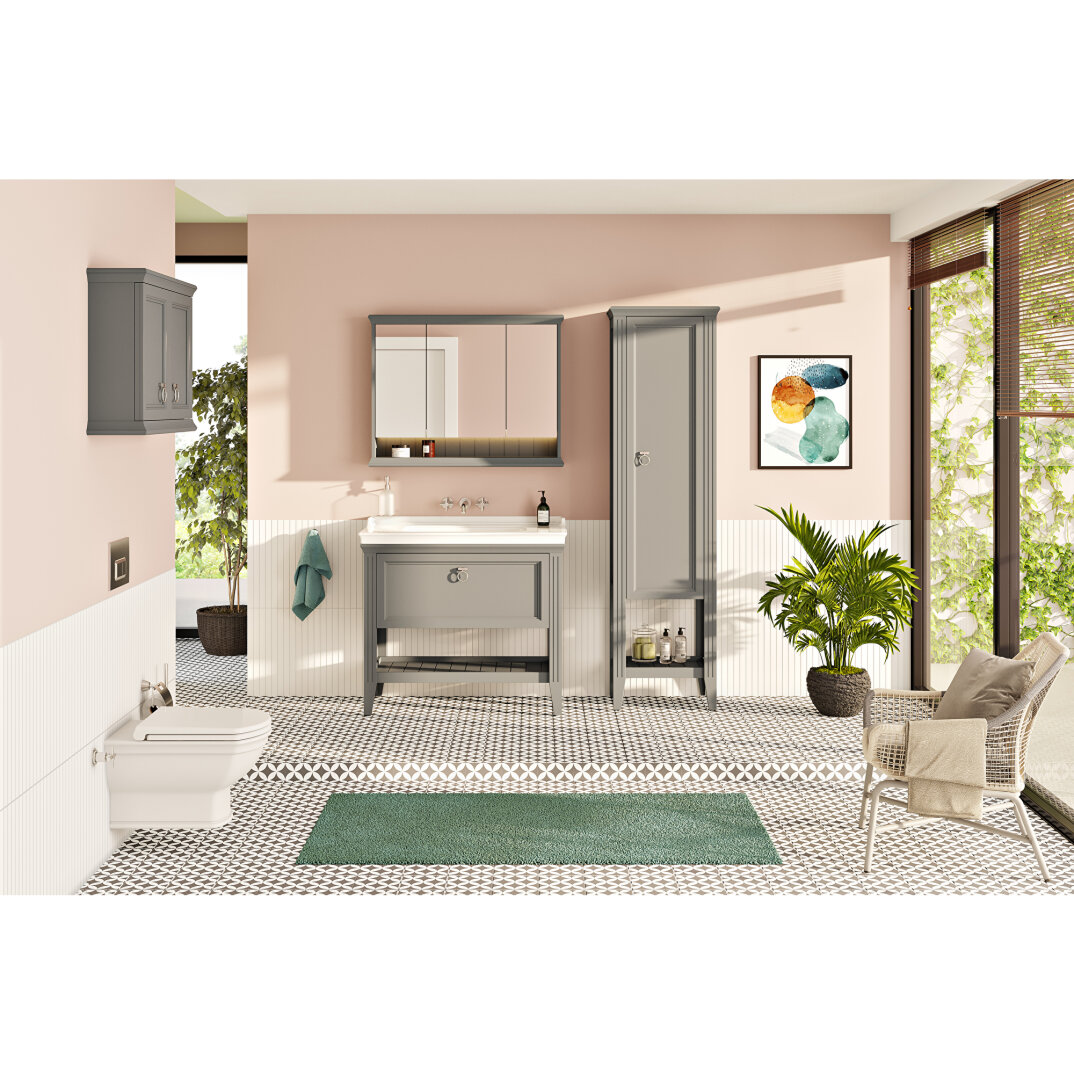 Vitra Valarte Dolaplı Ayna Led Aydınlatmalı, 100 Cm, Mat Gri 62235 - 9