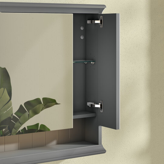 Vitra Valarte Dolaplı Ayna Led Aydınlatmalı, 80 Cm, Mat Gri 62232 - 7