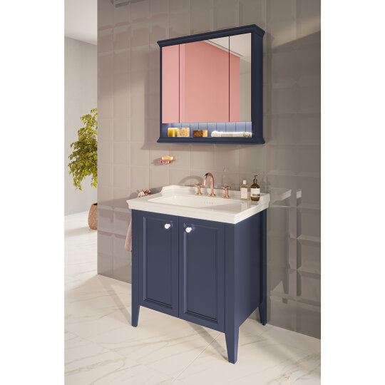 Vitra Valarte Dolaplı Ayna Neo Led Aydınlatmalı, 80 Cm, Çelik Mavisi 65793 - 8