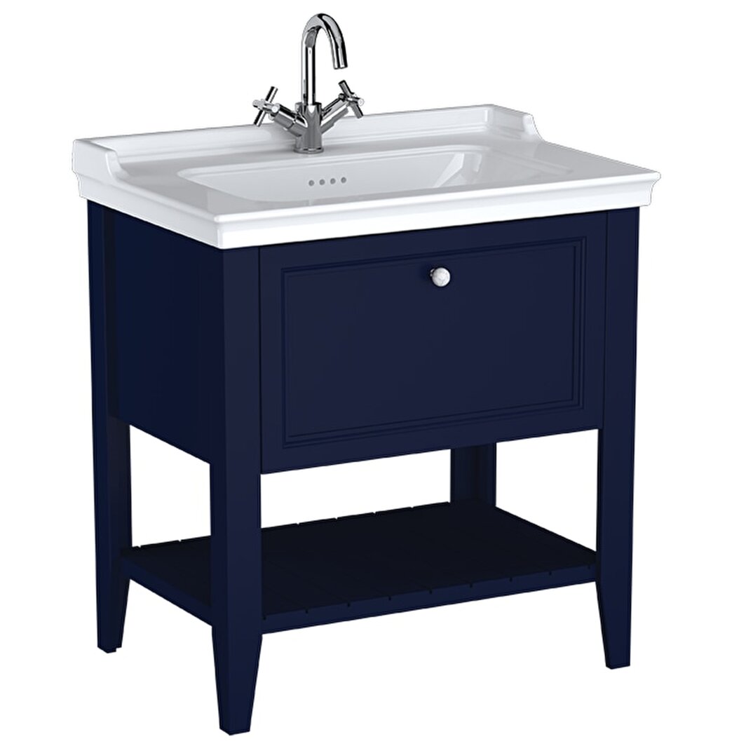 Vitra Valarte Etajerli Lavabo Dolabı Neo Tek Çekmeceli, 80 Cm, Çelik Mavisi (Lavabo Dahil) 65776 - 3
