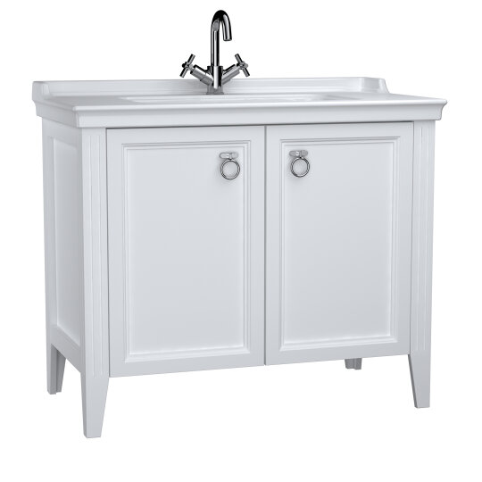Vitra Valarte Kapaklı Etajerli Lavabo Dolabı, 100 Cm, Mat Beyaz (Lavabo Dahil-Krom Kulplu) 62156 - 6